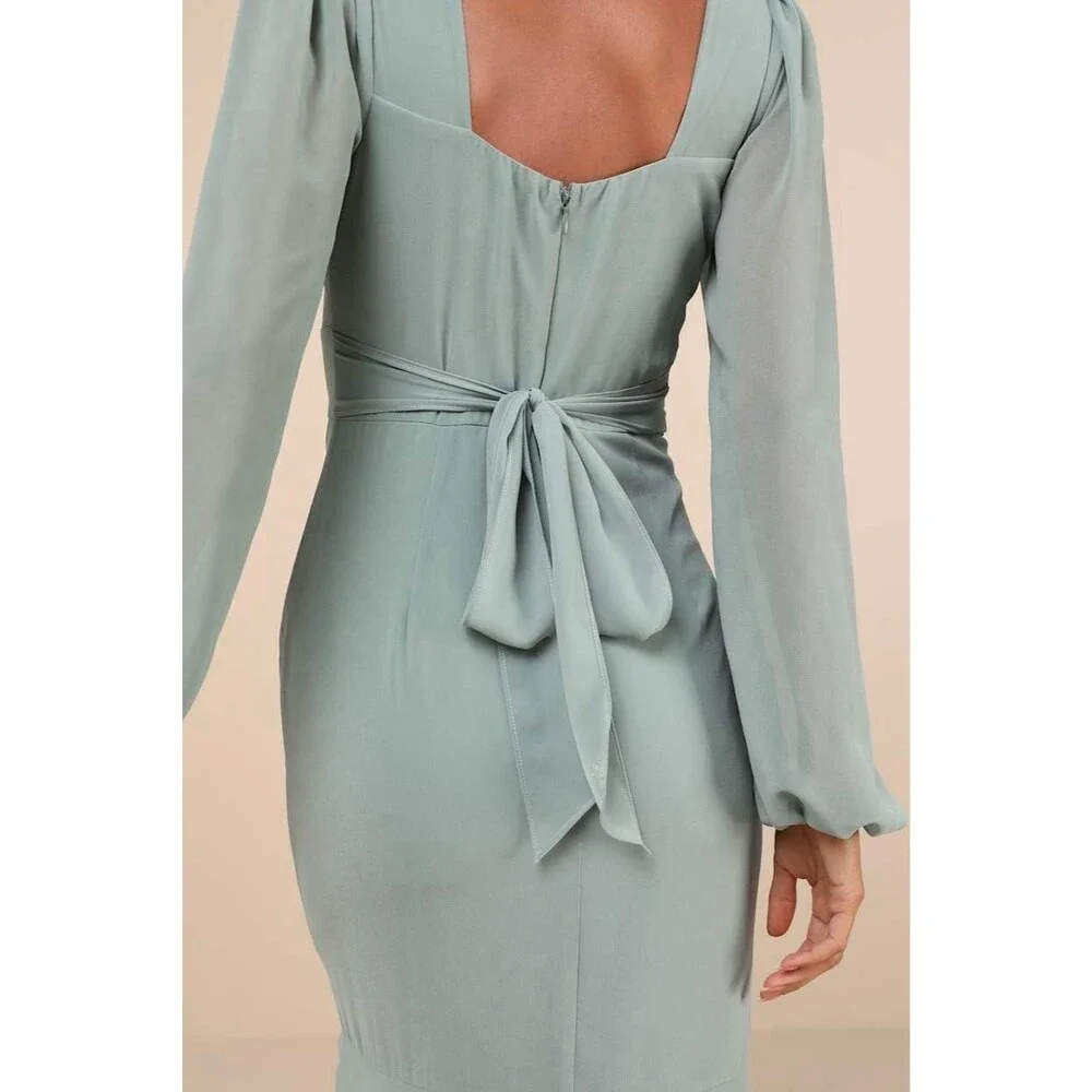 Lulus Tier Elegance Maxi Dress Sage Brush‎ Size XL NWOT - Picture 4 of 12